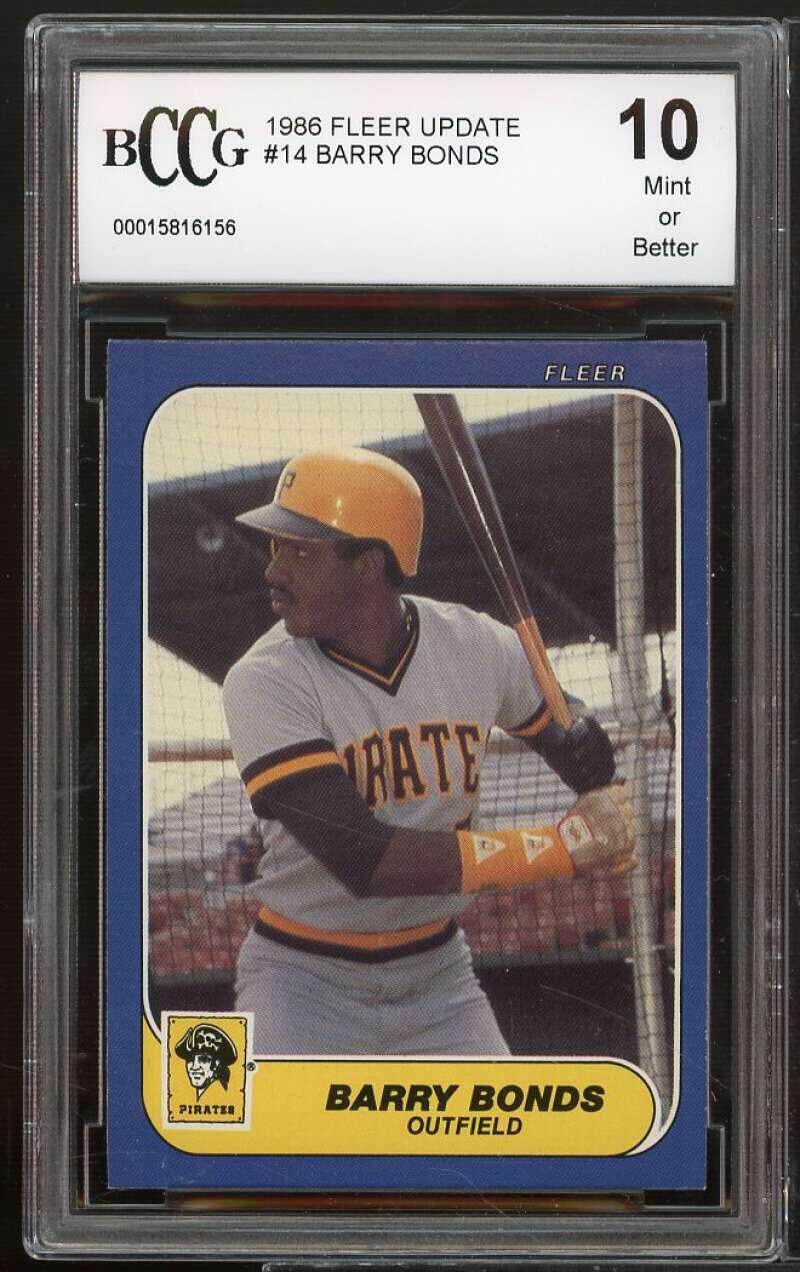 1986 Fleer Update #U-14 Barry Bonds Rookie Card BGS BCCG 10 Mint+ Image 1