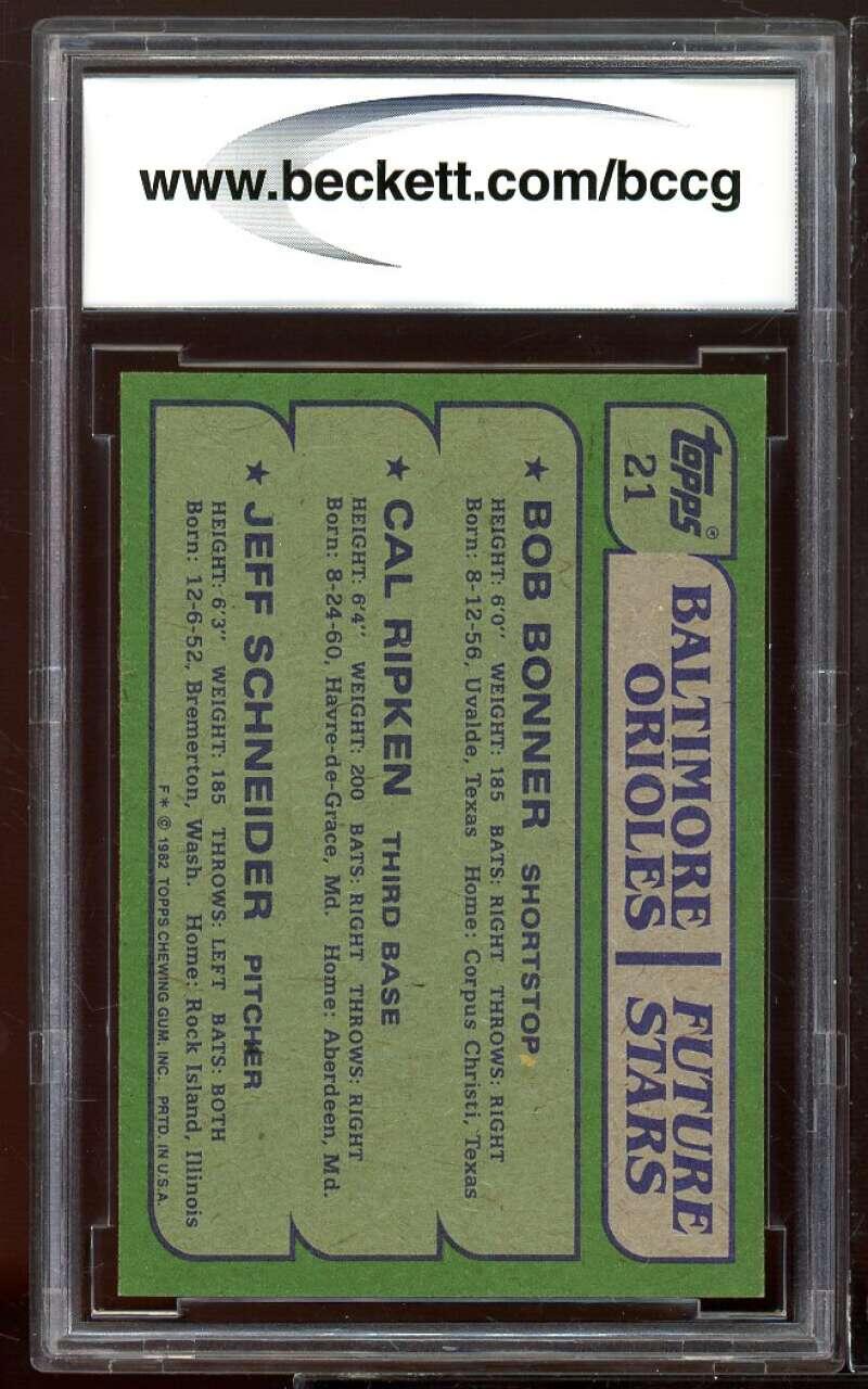 1982 Topps #21 Cal Ripken Rookie Card BGS BCCG 9 Near Mint+ Image 2
