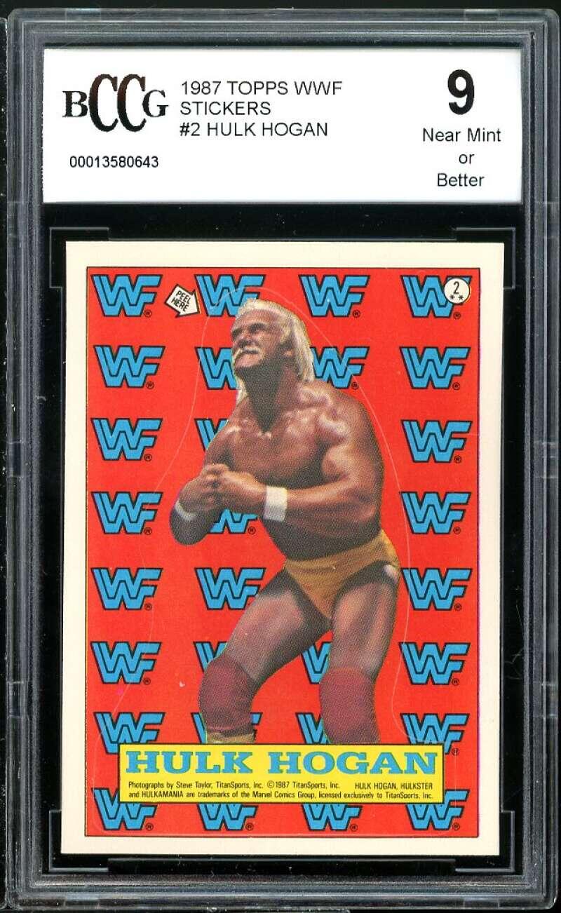 1987 Topps WWF Stickers #2 Hulk Hogan Card BGS BCCG 9 Near Mint+ Image 1