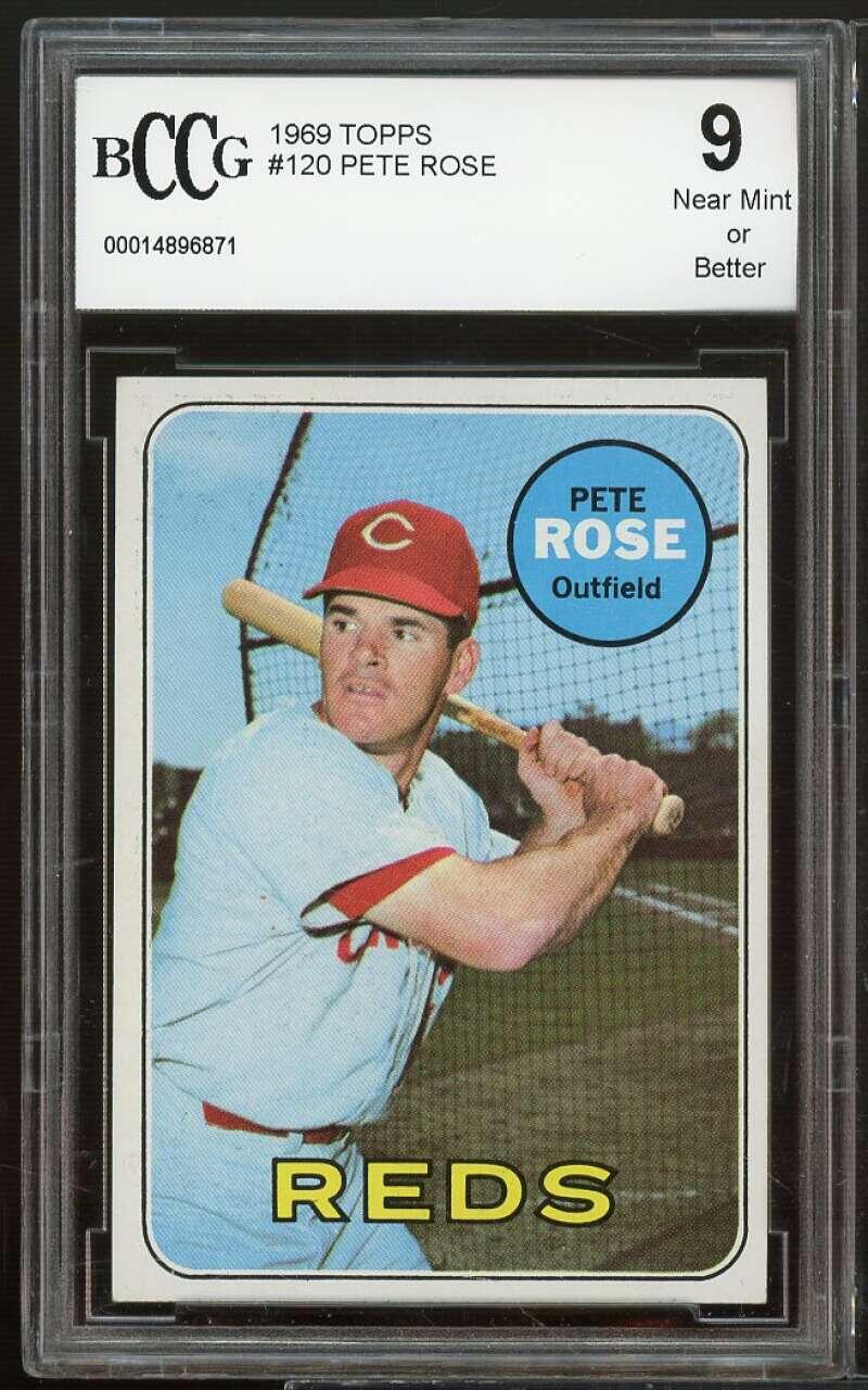 1969 Topps #120 Pete Rose Card BGS BCCG 9 Near Mint+ Image 1