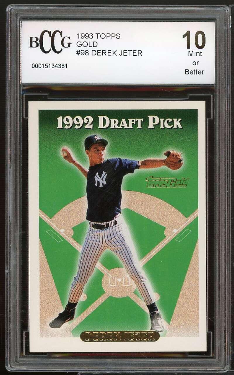 1993 Topps Gold #98 Derek Jeter Rookie Card BGS BCCG 10 Mint+ Image 1