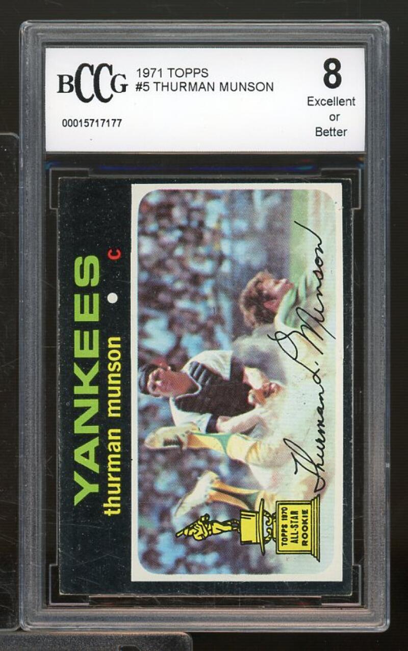 1971 Topps (All-Star Rookie) #5 Thurman Munson Card BGS BCCG 8 Excellent+ Image 1