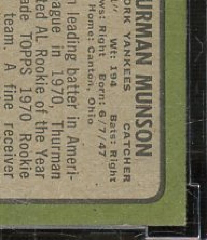 1971 Topps (All-Star Rookie) #5 Thurman Munson Card BGS BCCG 8 Excellent+ Image 8