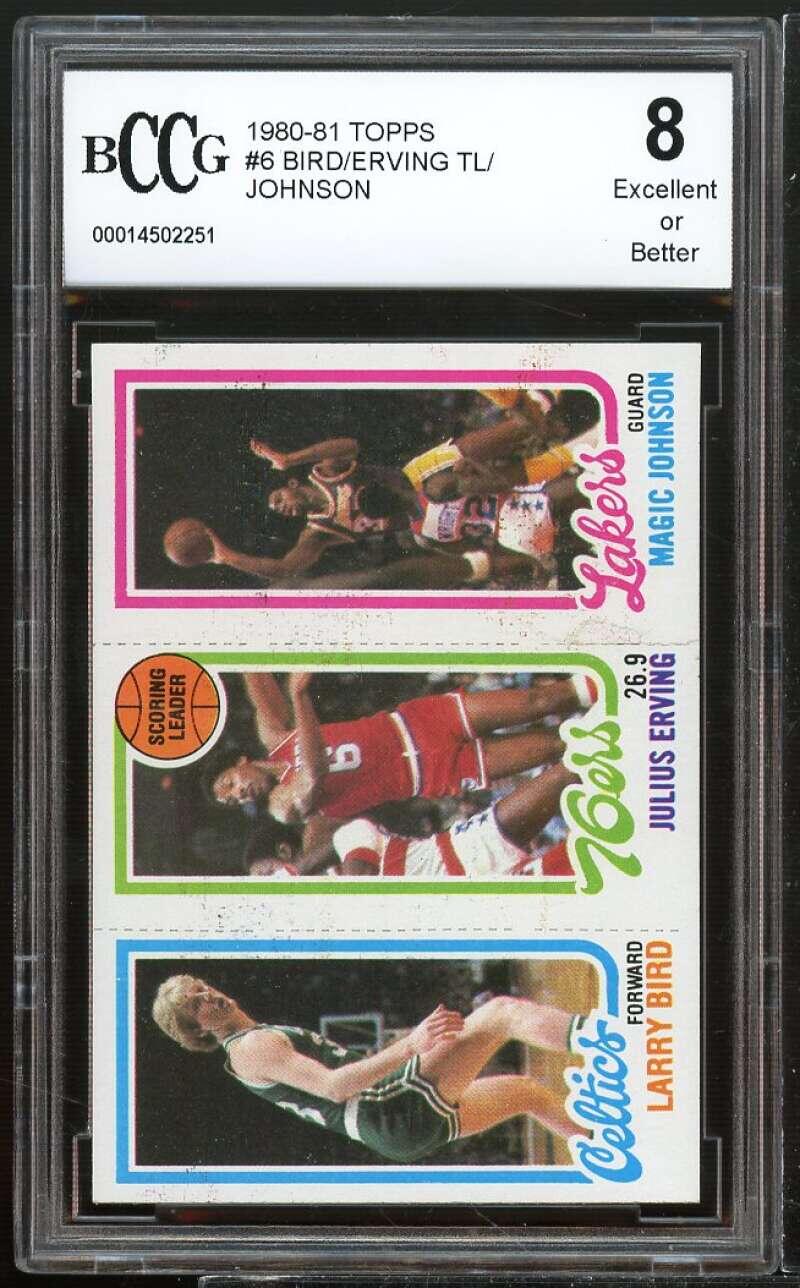 1980-81 Topps #6 Larry Bird / Erving/ Magic Johnson Rookie BGS BCCG 8 Excellent+ Image 1