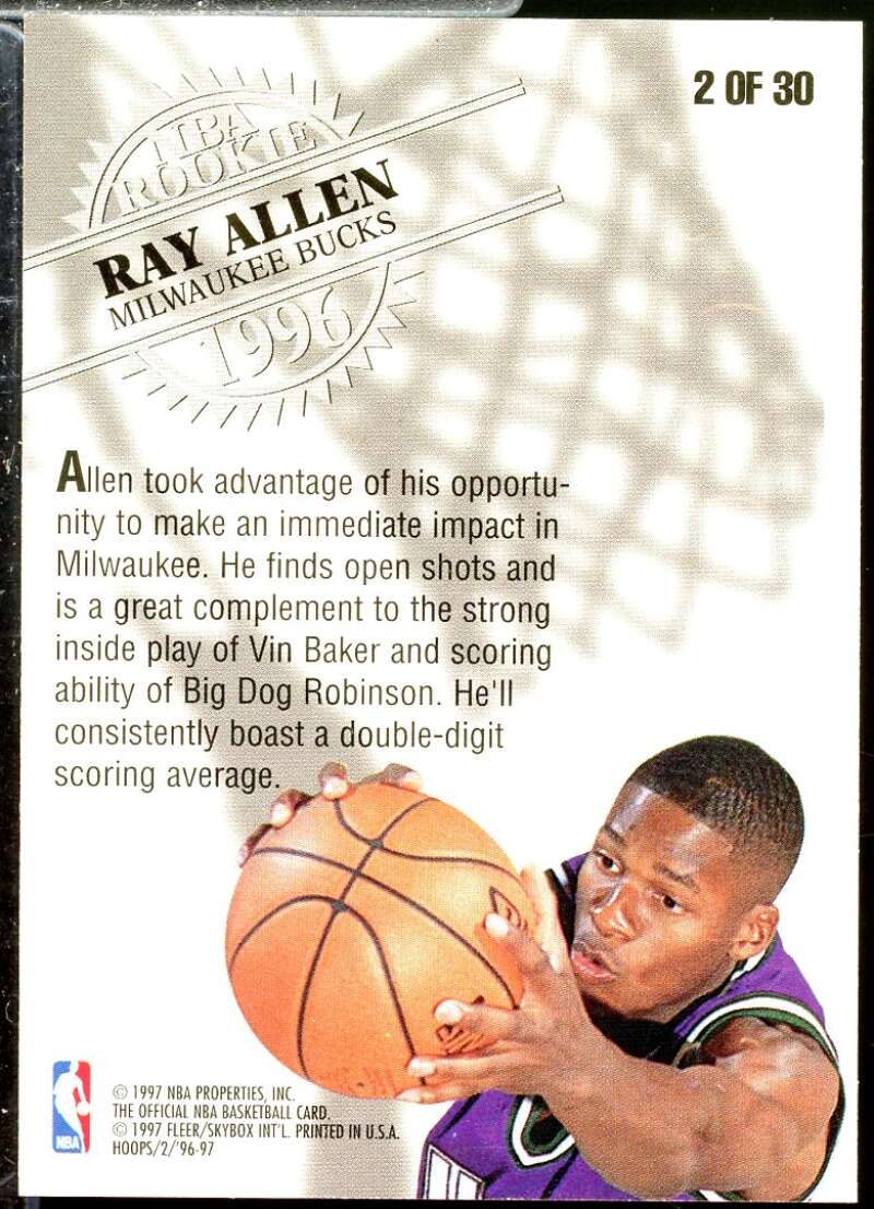 Ray Allen Card 1996-97 Hoops Rookies #2  Image 2