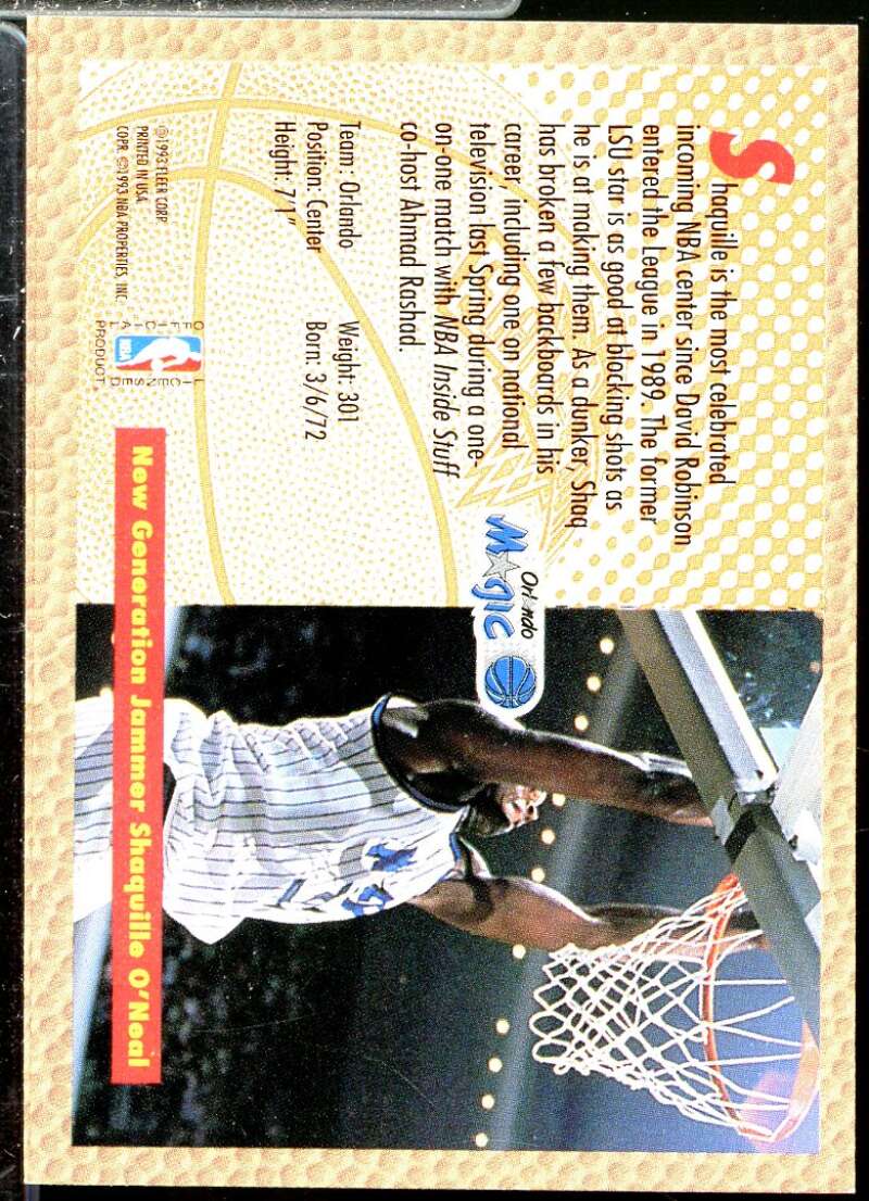 Shaquille O'Neal SD Rookie Card 1992-93 Fleer Tony's Pizza #68  Image 2