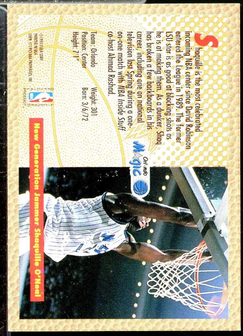 Shaquille O'Neal SD Rookie Card 1992-93 Fleer Tony's Pizza #68  Image 2