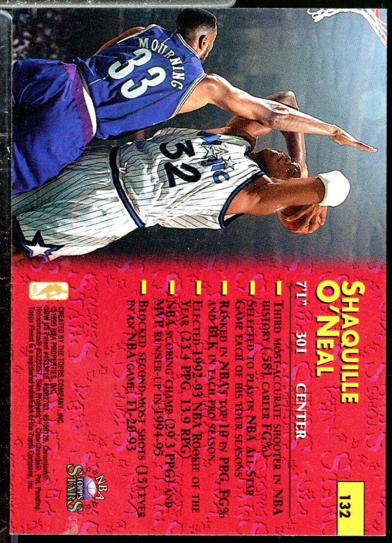 Shaquille O'Neal Card 1996 Topps Stars Finest #132  Image 2