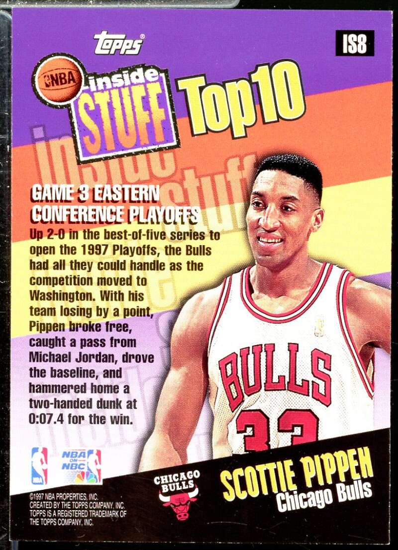 Scottie Pippen Card 1997-98 Topps Inside Stuff #IS8  Image 2