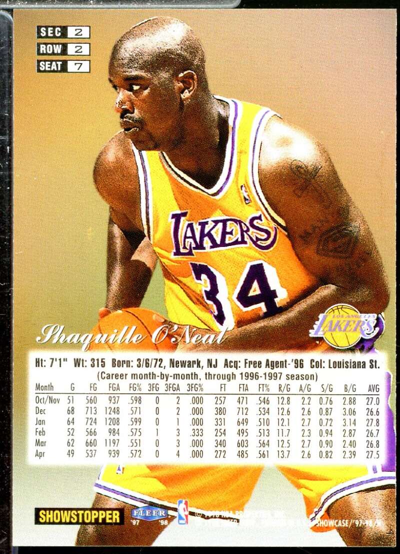 Shaquille O'Neal Card 1997-98 Flair Showcase Row 2 #7  Image 2