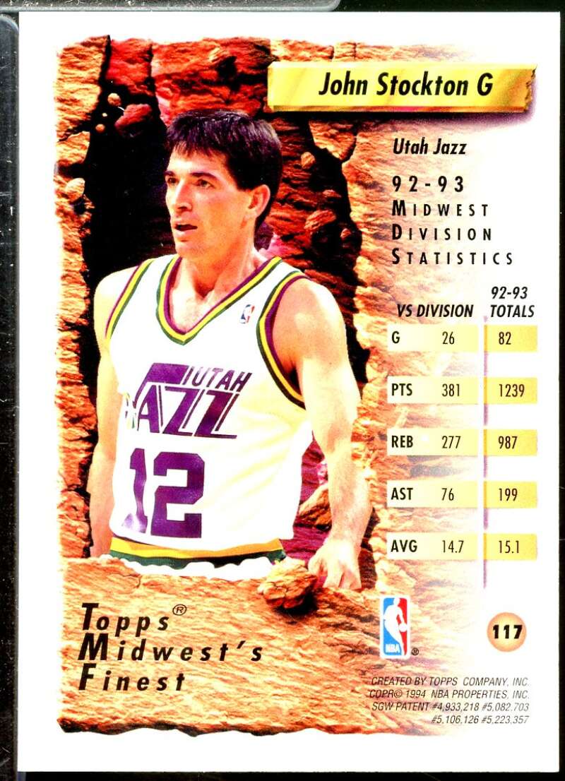 John Stockton MF Card 1993-94 Finest Refractors #117  Image 2