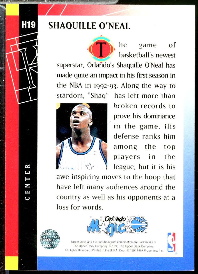 Shaquille O'Neal Card 1993-94 Upper Deck Holojams #H19  Image 2