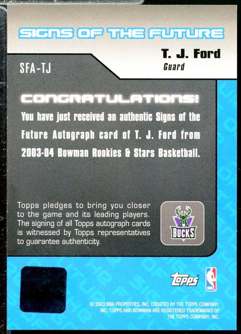 T.J. Ford Card 2003-04 Bowman Signs of the Future #TJ  Image 2