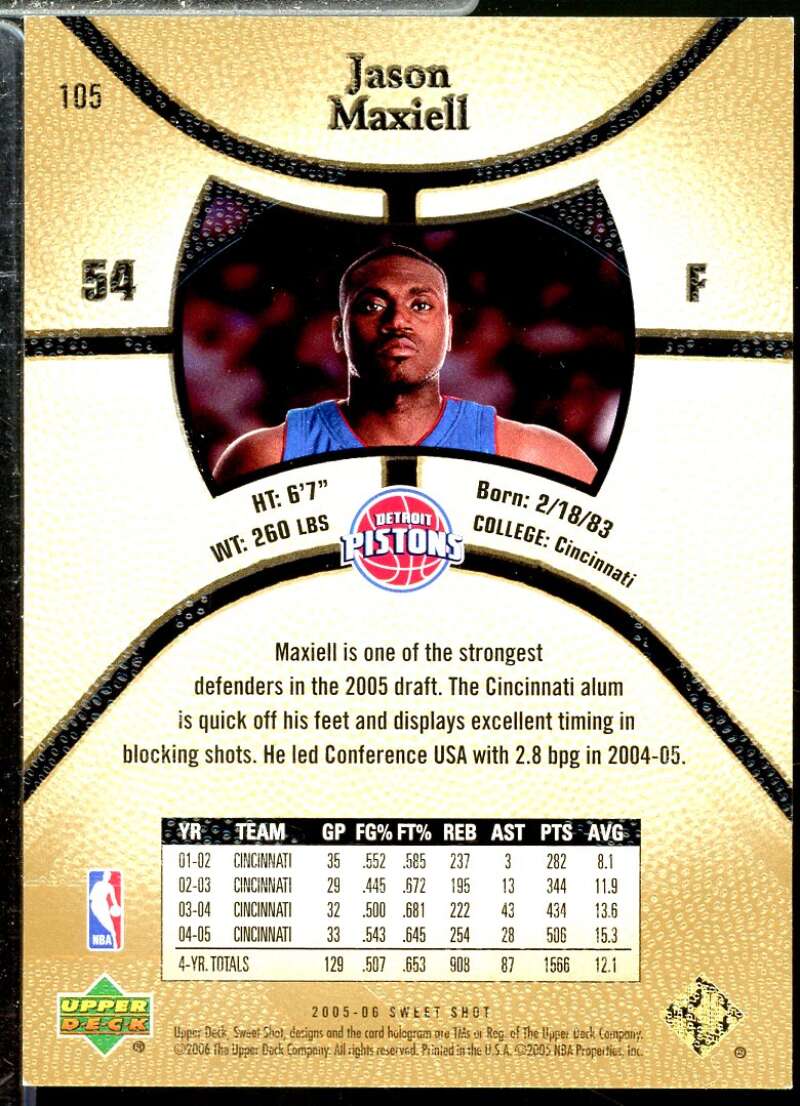 Jason Maxiell Rookie Card 2005-06 Sweet Shot Spectrum #105  Image 2