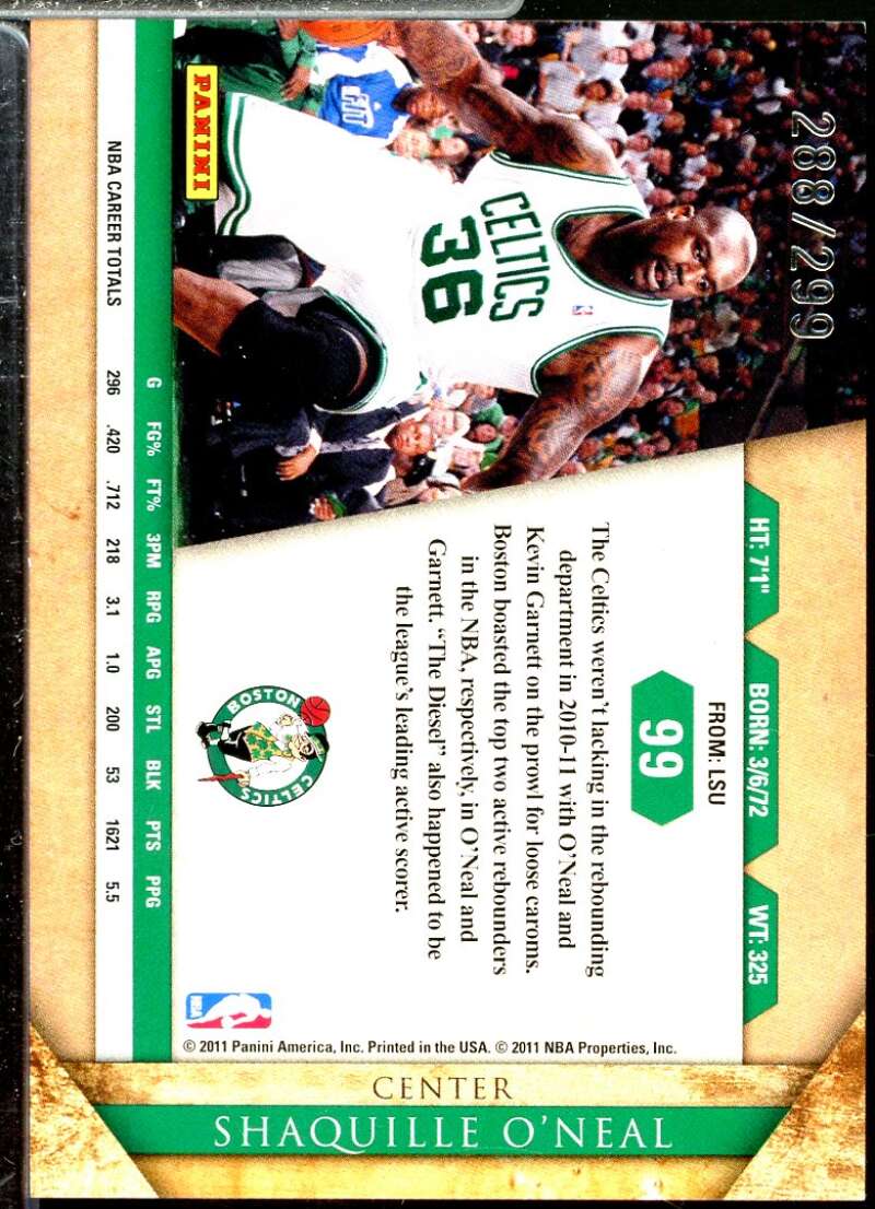 Shaquille O'Neal Card 2010-11 Panini Gold Standard #99  Image 2