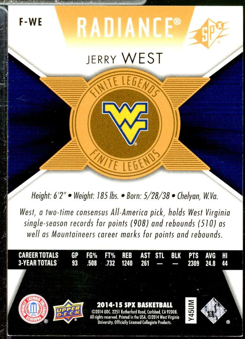 Jerry West Card 2014-15 SPx Finite Legends Radiance #FWE  Image 2