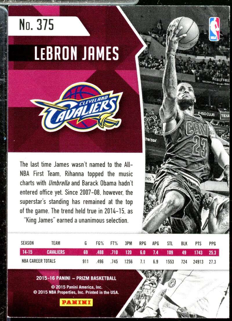 LeBron James ANBA Card 2015-16 Panini Prizm #375  Image 2
