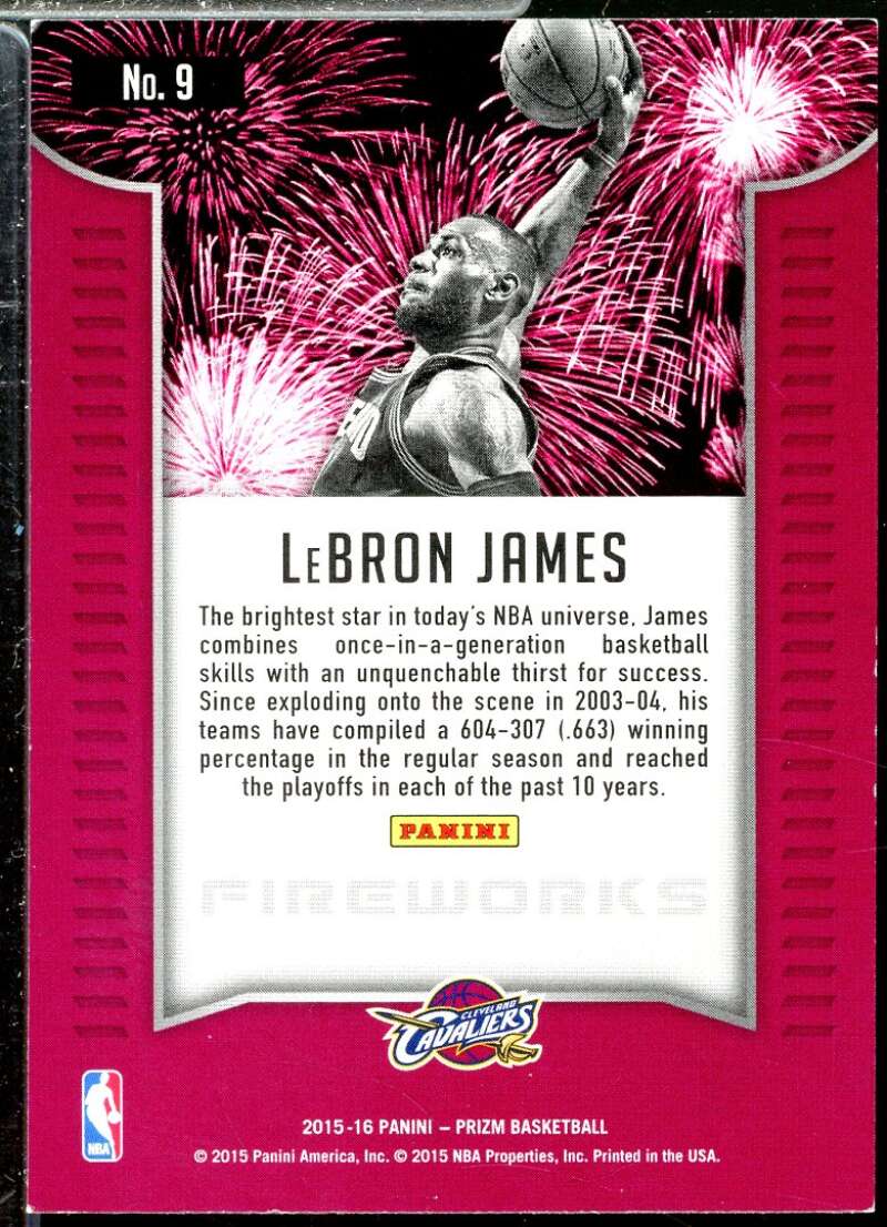 LeBron James Card 2015-16 Panini Prizm Fireworks #9  Image 2