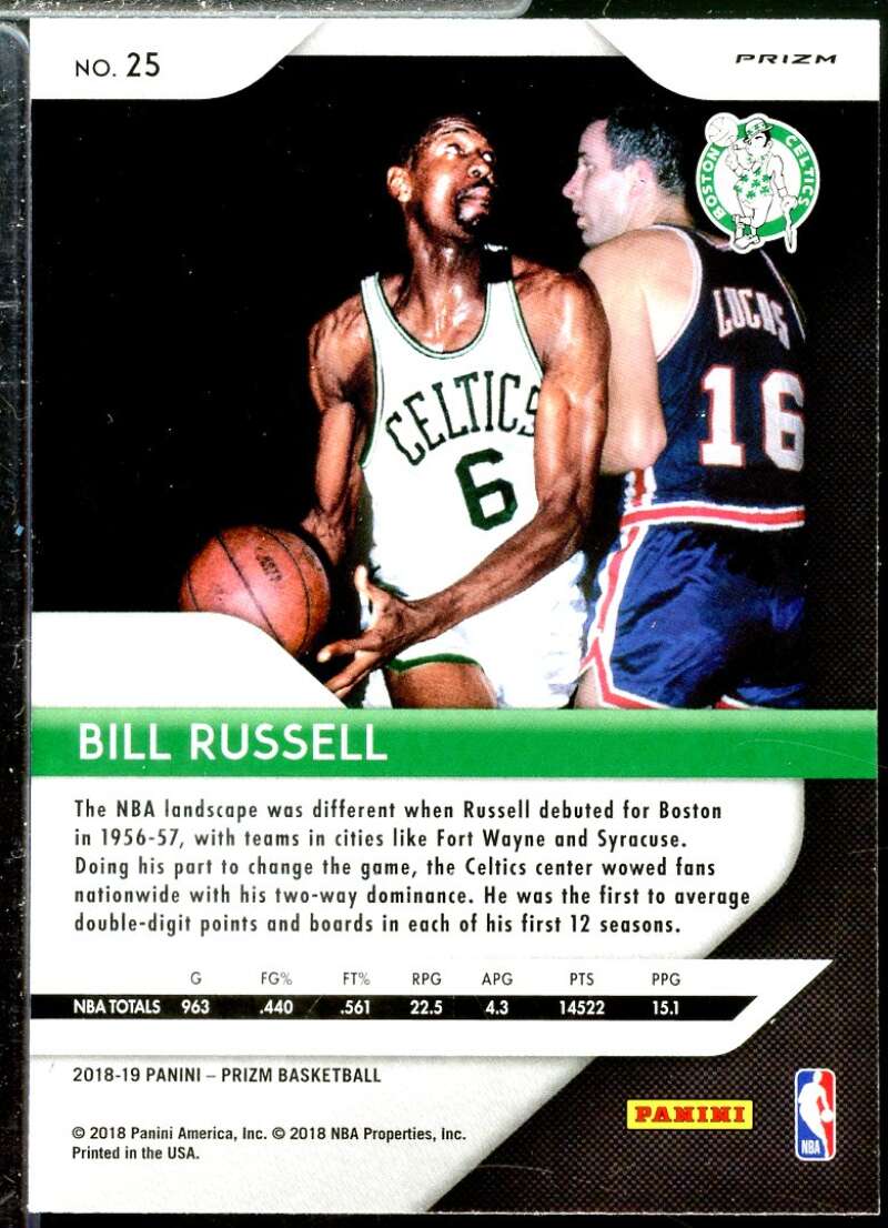 Bill Russell Card 2018-19 Panini Prizm Prizms Silver #25  Image 2