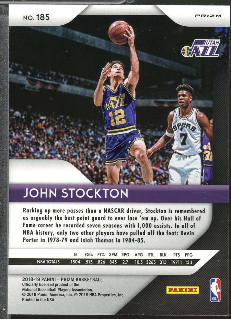 John Stockton Card 2018-19 Panini Prizm Prizms Silver #185  Image 2