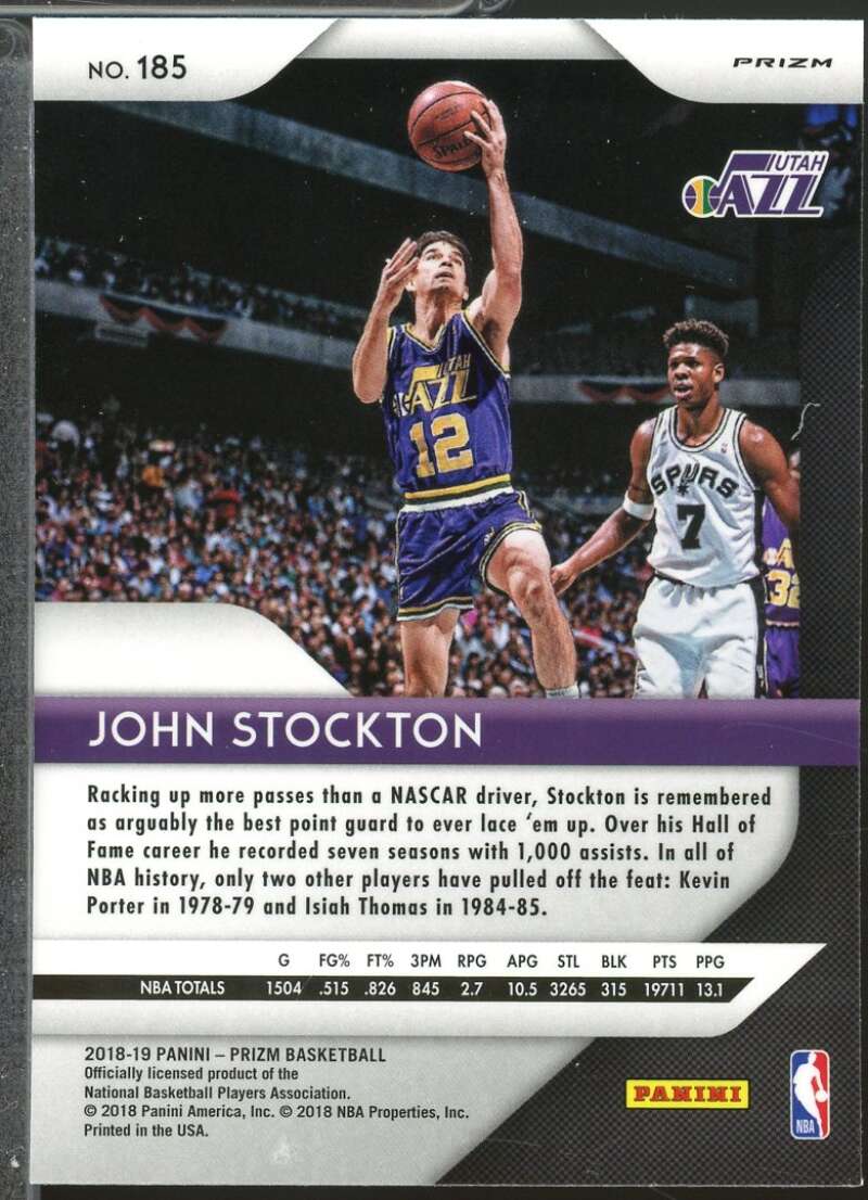 John Stockton Card 2018-19 Panini Prizm Prizms Silver #185  Image 2