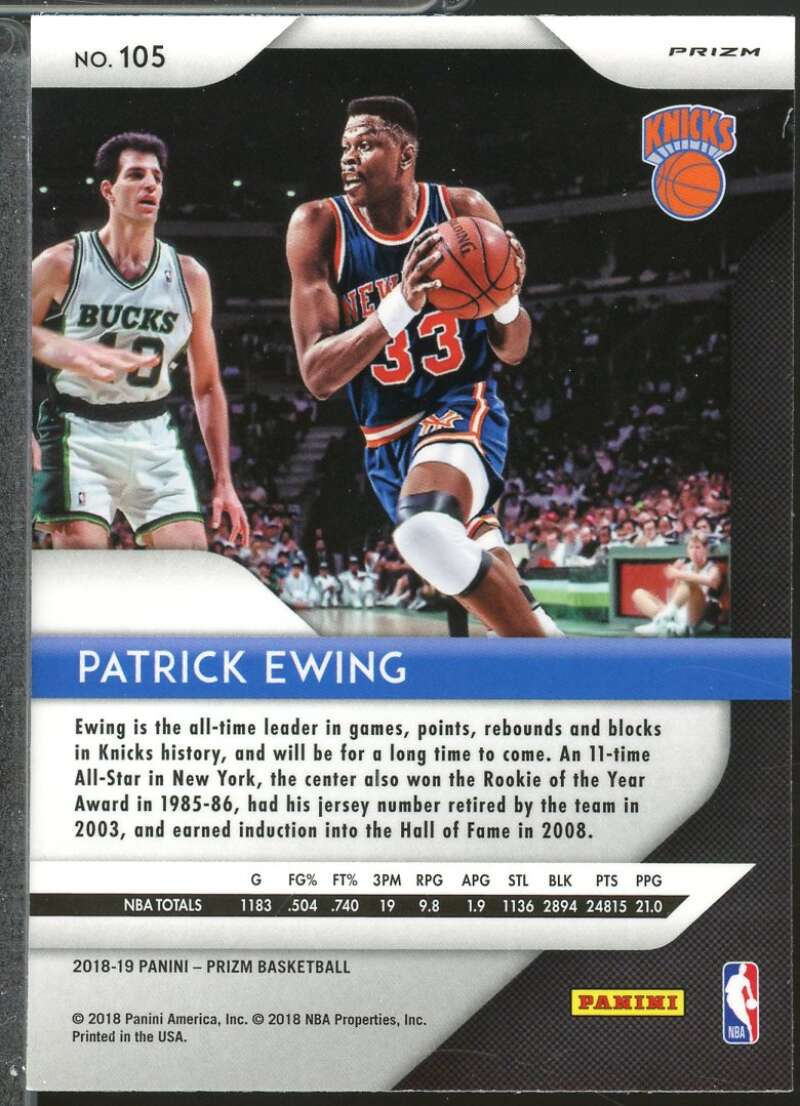 Patrick Ewing Card 2018-19 Panini Prizm Prizms Silver #105  Image 2
