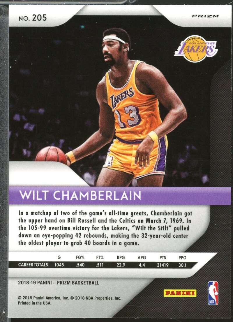 Wilt Chamberlain Card 2018-19 Panini Prizm Prizms Silver #205  Image 2