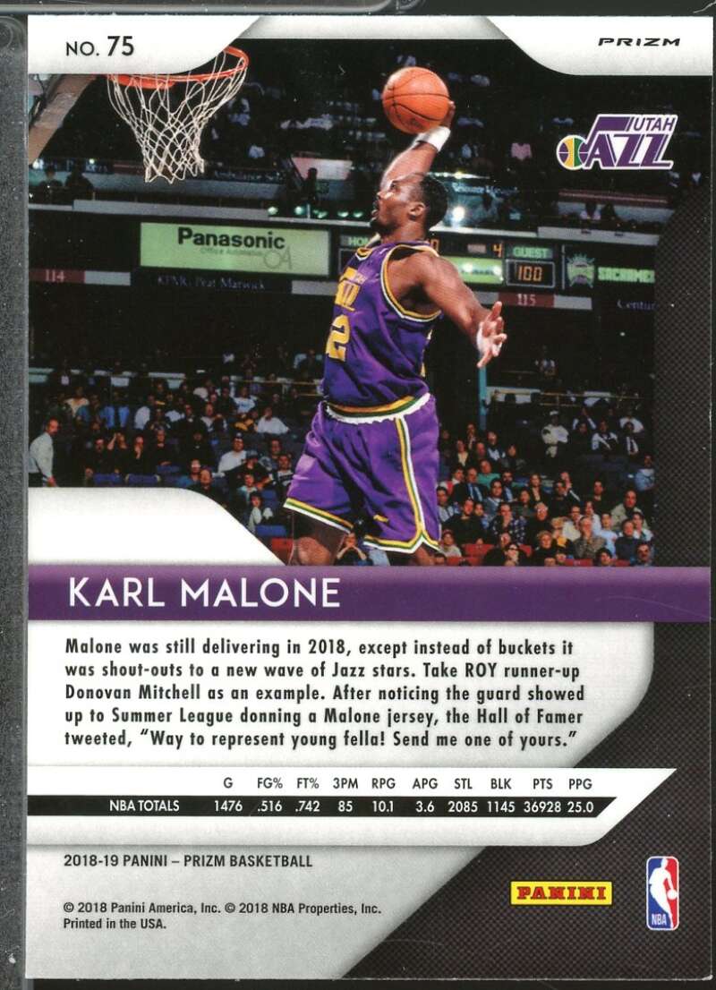 Karl Malone Card 2018-19 Panini Prizm Prizms Green #75  Image 2