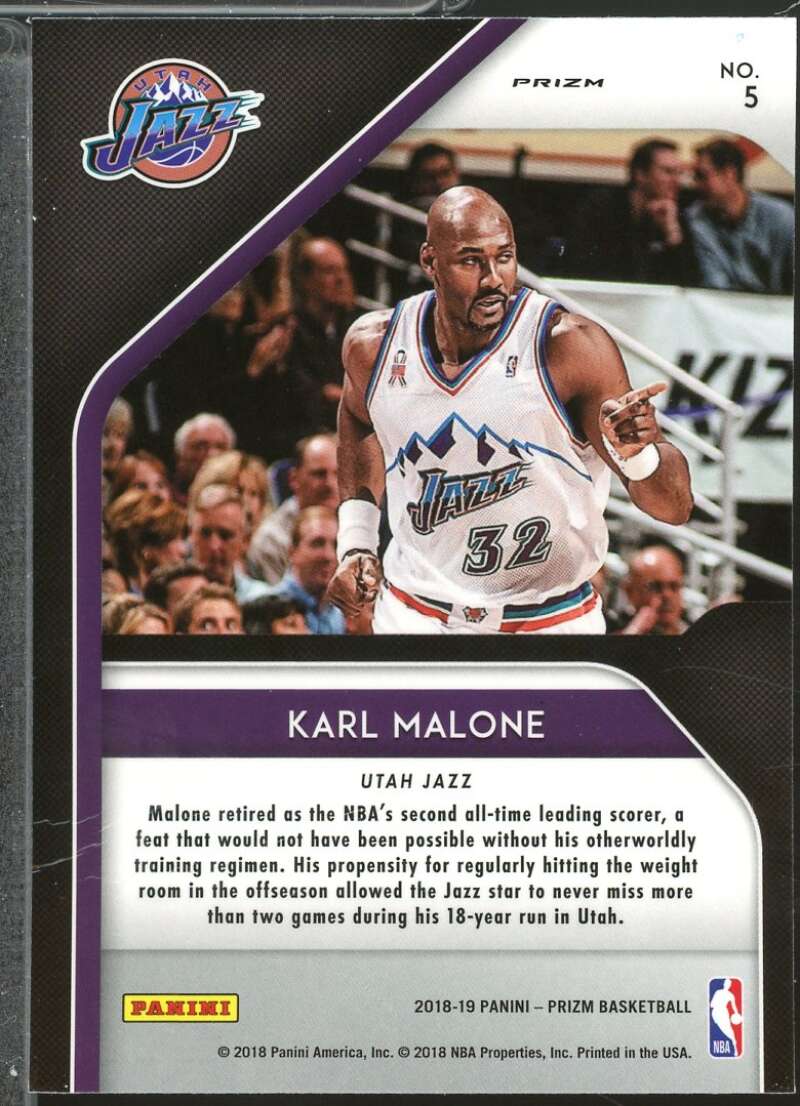Karl Malone Card 2018-19 Panini Prizm Hall Monitors Prizms Silver #5  Image 2