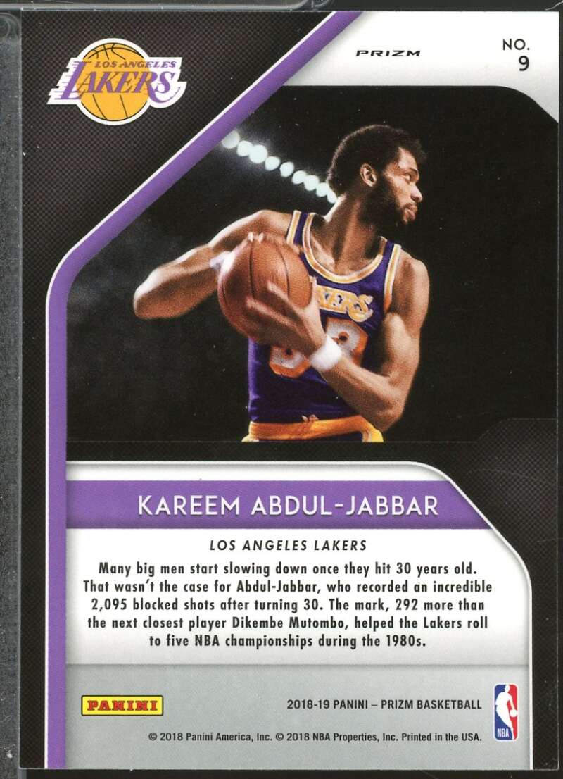 Kareem Abdul-Jabbar Card 2018-19 Panini Prizm Hall Monitors Prizms Silver #9  Image 2