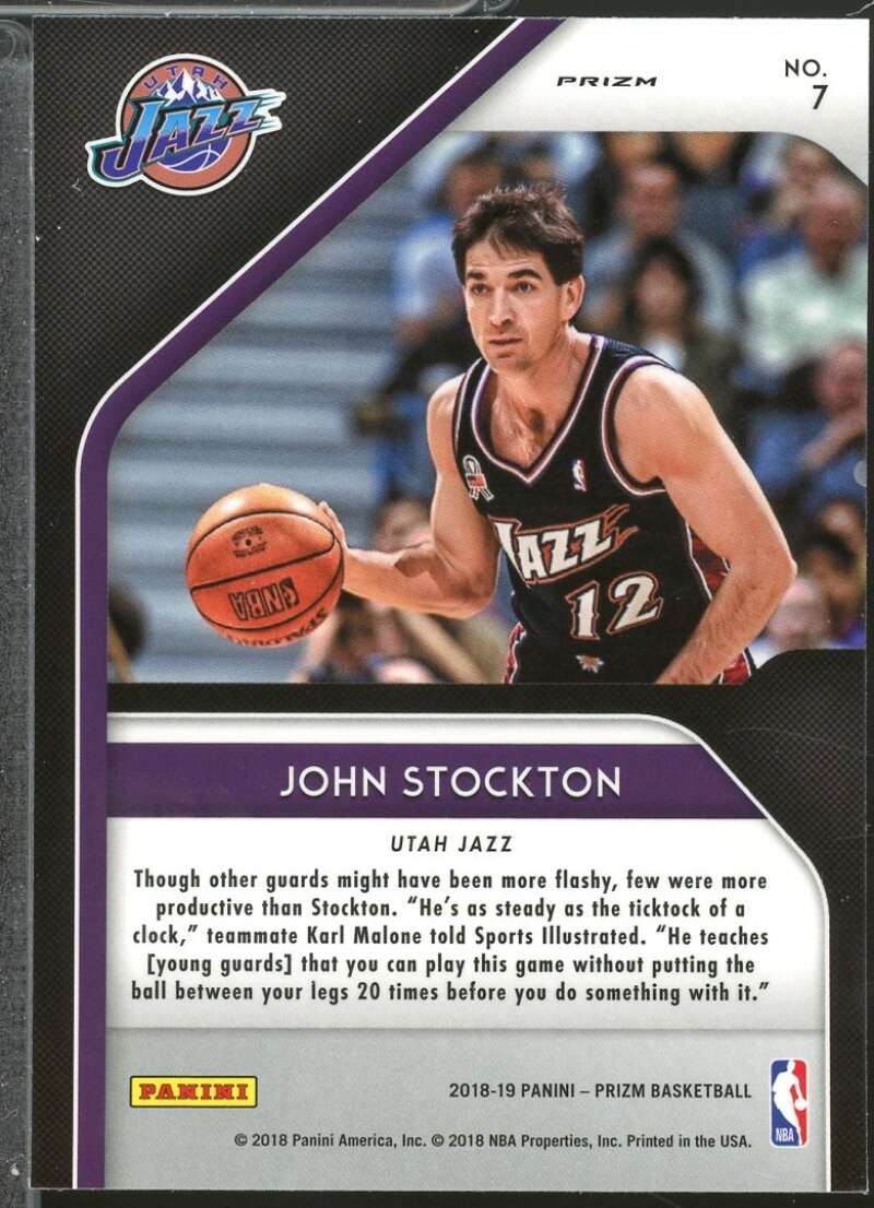 John Stockton Card 2018-19 Panini Prizm Hall Monitors Prizms Silver #7  Image 2