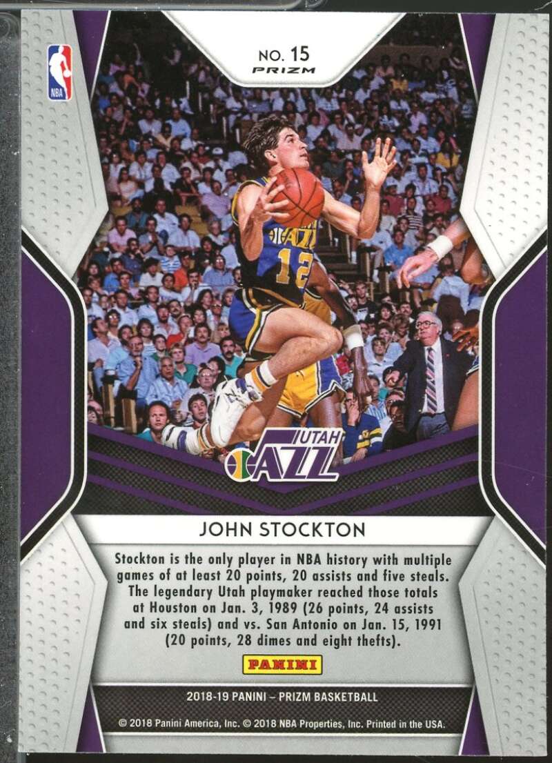 John Stockton Card 2018-19 Panini Prizm Dominance Prizms Silver #15  Image 2