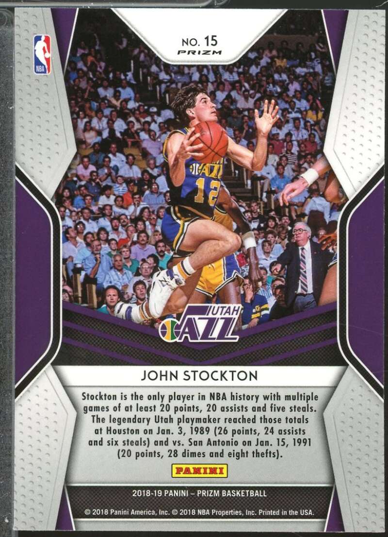 John Stockton Card 2018-19 Panini Prizm Dominance Prizms Silver #15  Image 2