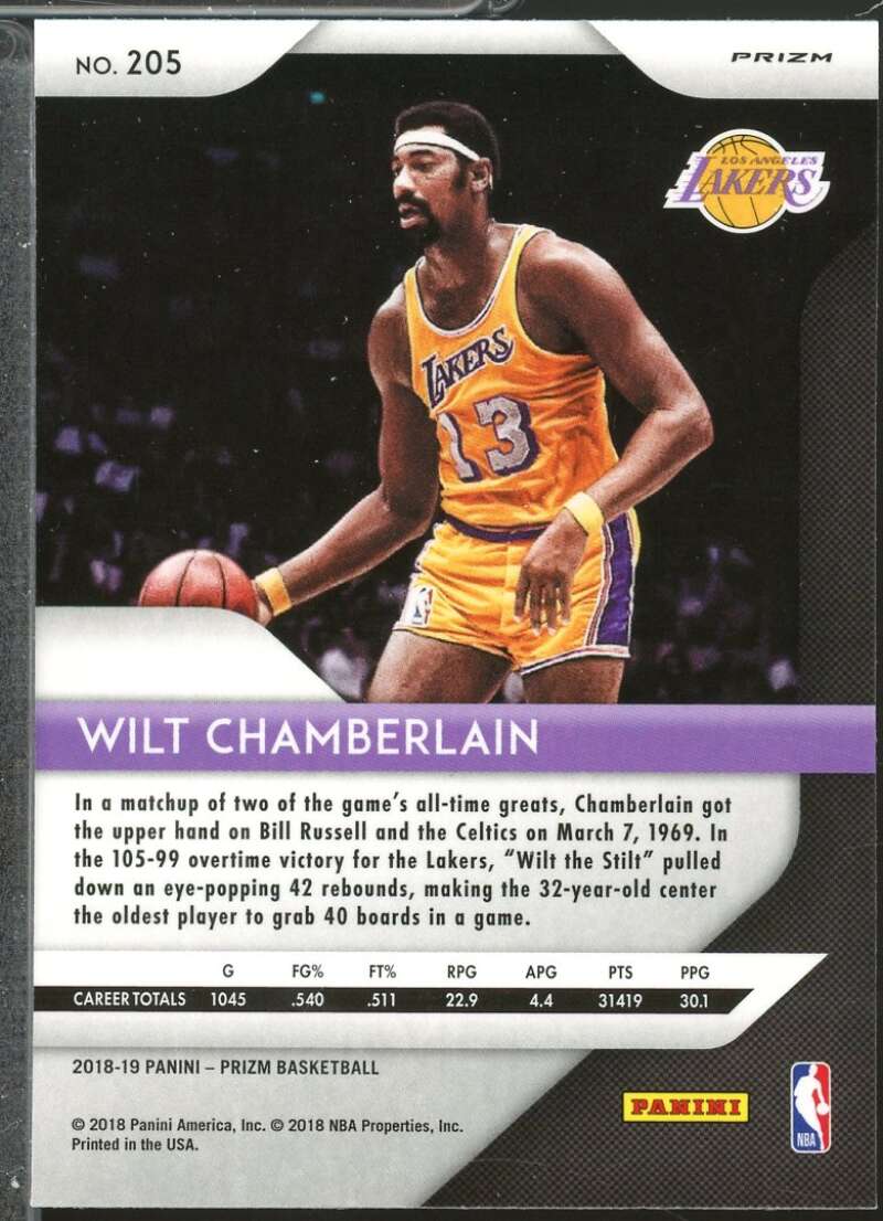Wilt Chamberlain Card 2018-19 Panini Prizm Prizms Red Ice #205  Image 2