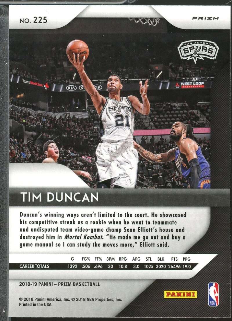 Tim Duncan Card 2018-19 Panini Prizm Prizms Pink Ice #225  Image 2