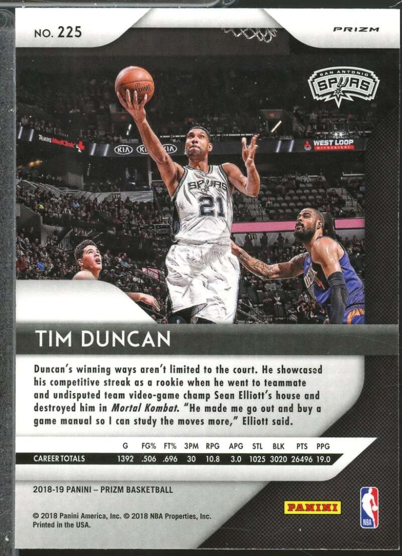 Tim Duncan Card 2018-19 Panini Prizm Prizms Pink Ice #225  Image 2