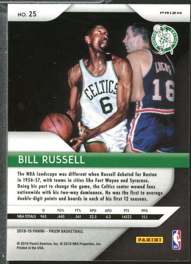 Bill Russell Card 2018-19 Panini Prizm Prizms Pink Ice #25  Image 2