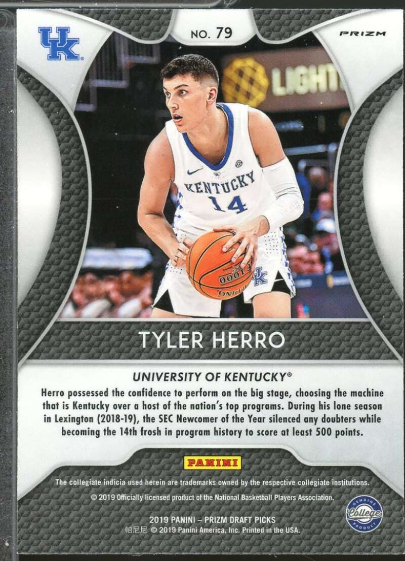 Tyler Herro rookie Card 2019-20 Panini Prizm Draft Picks Prizms Blue #79  Image 2