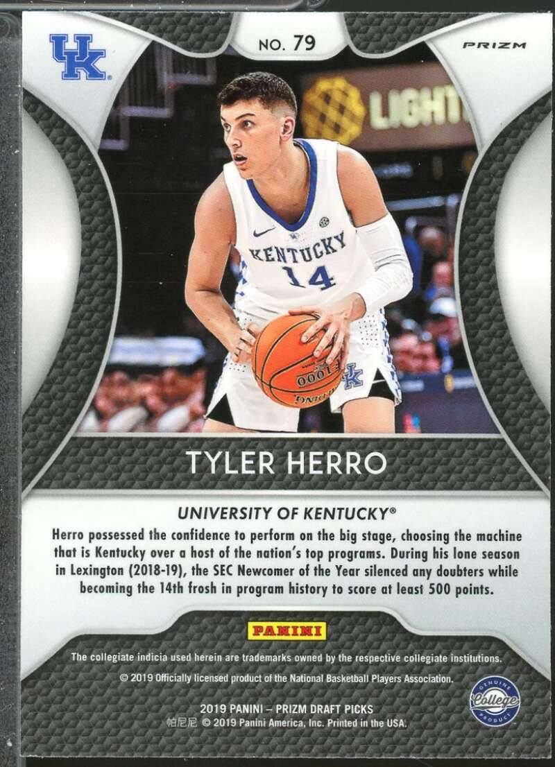 Tyler Herro rookie Card 2019-20 Panini Prizm Draft Picks Prizms Blue #79  Image 2