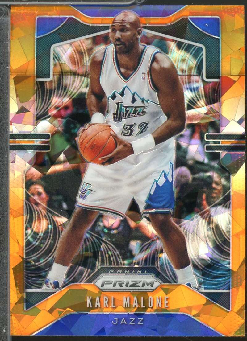 Karl Malone Card 2019-20 Panini Prizm Prizms Orange Ice #19  Image 1