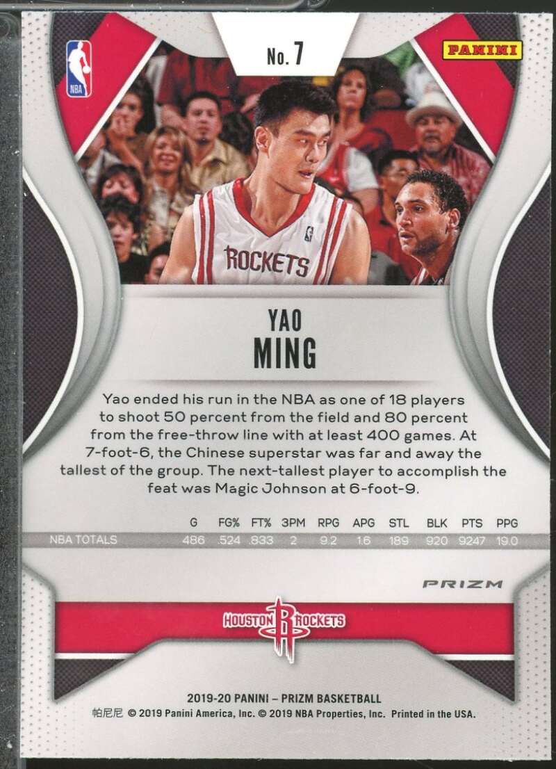 Yao Ming Card 2019-20 Panini Prizm Prizms Orange Ice #7  Image 2