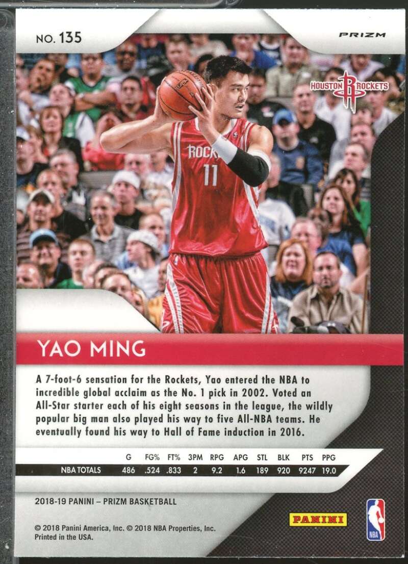 Yao Ming Card 2018-19 Panini Prizm Prizms Pink Ice #135  Image 2