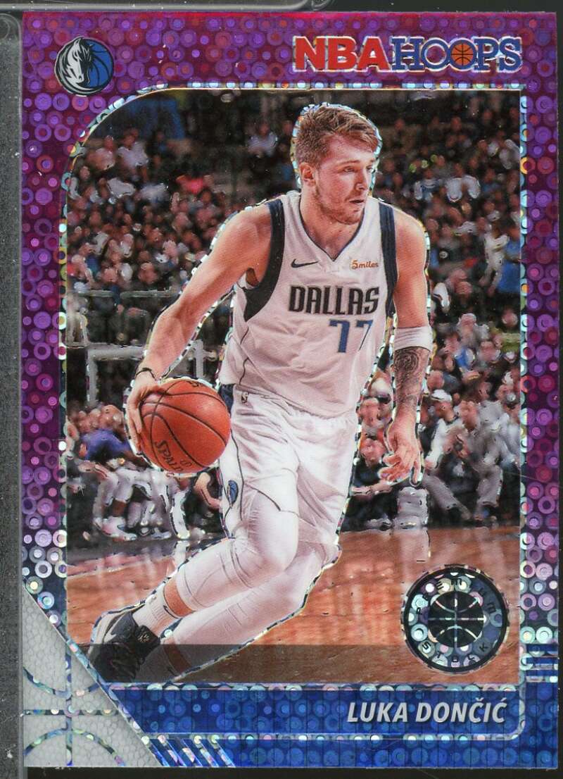 Luka Doncic Card 2019-20 Hoops Premium Stock Prizms Purple Disco #39  Image 1