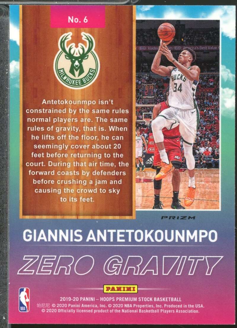 Giannis Antetokounmpo Card 2019-20 Hoops Premium Stock Zero Gravity Red #6  Image 2