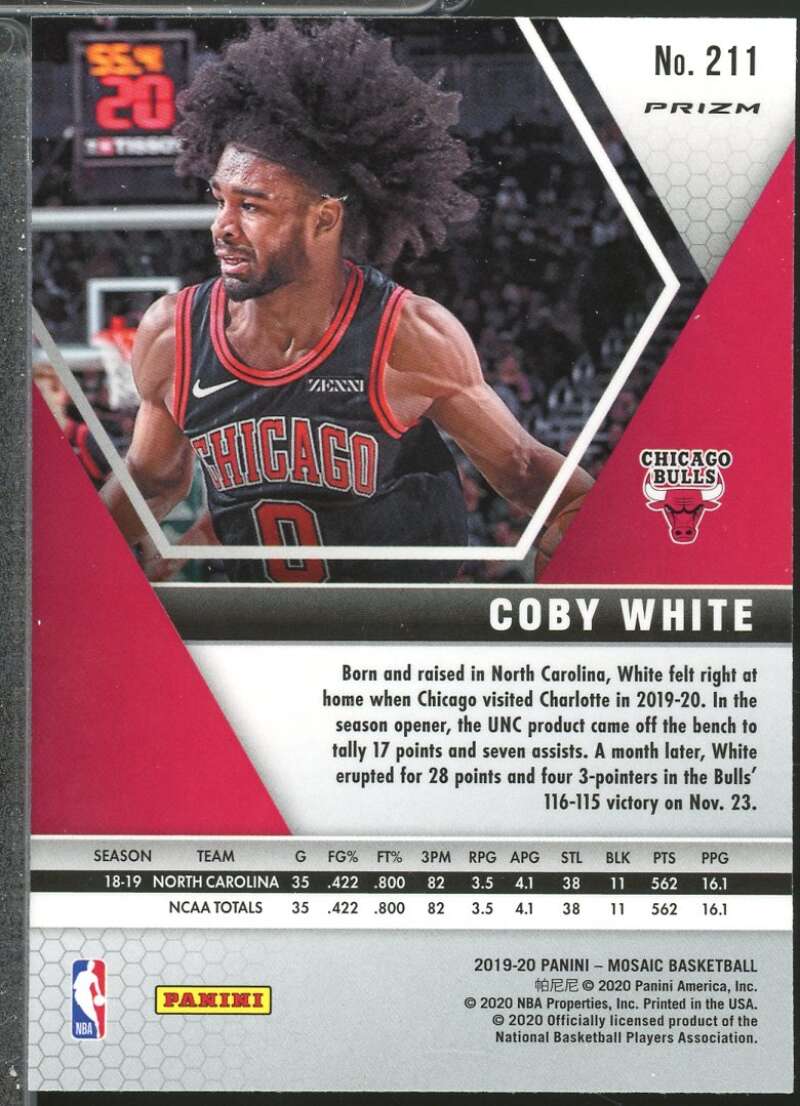 Coby White Rookie Card 2019-20 Panini Mosaic Mosaic #211  Image 2