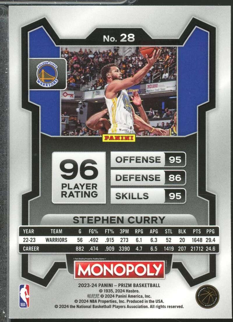 Stephen Curry Card 2023-24 Panini Prizm Monopoly #28  Image 2