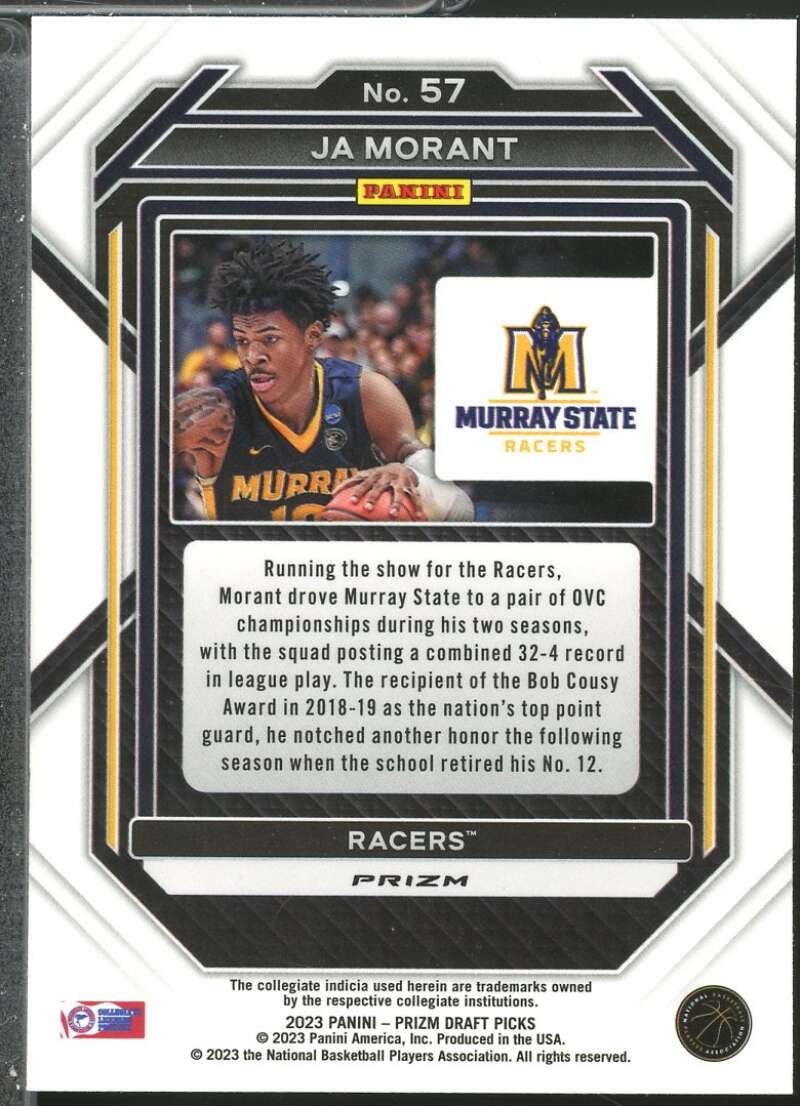 Ja Morant Card 2023-24 Panini Prizm Draft Picks Prizms Red Ice #57  Image 2