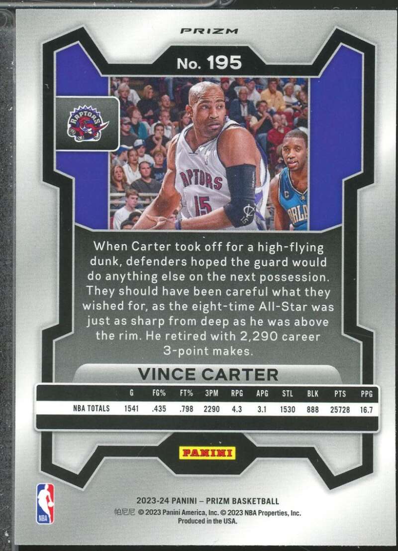 Vince Carter Card 2023-24 Panini Prizm Prizms Red Ice #195  Image 2