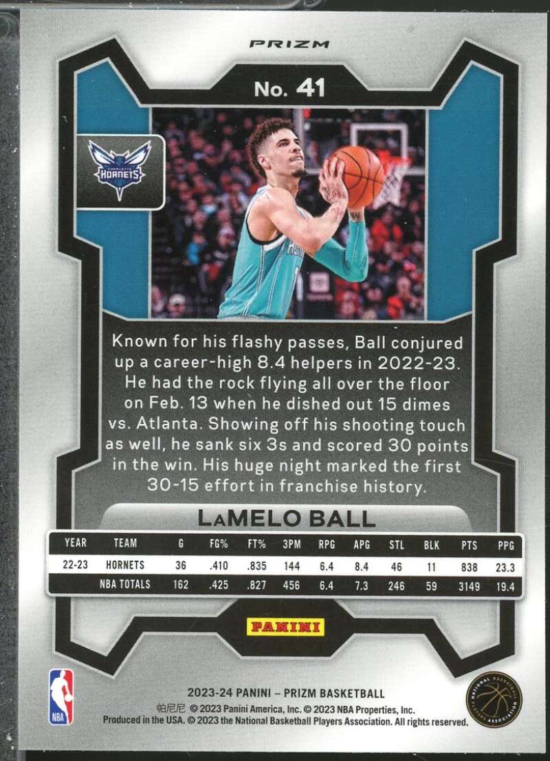 LaMelo Ball Card 2023-24 Panini Prizm Prizms Silver #41  Image 2