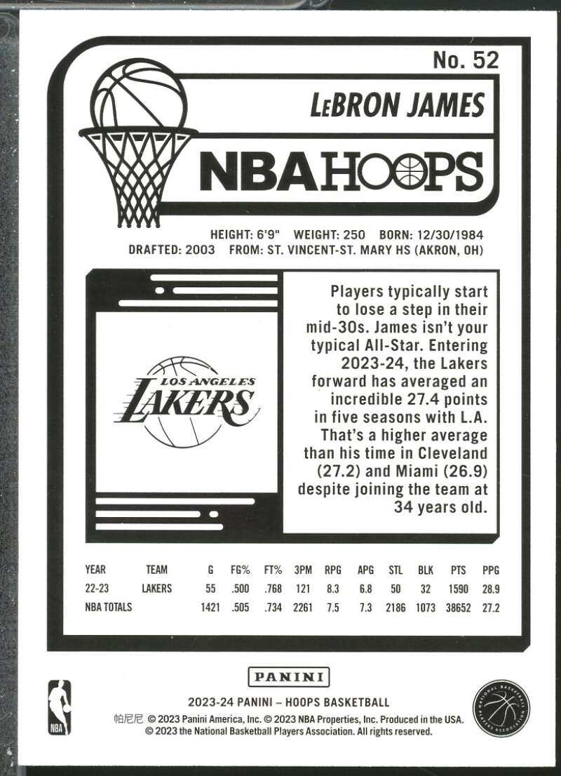 LeBron James Card 2023-24 Hoops #52  Image 2